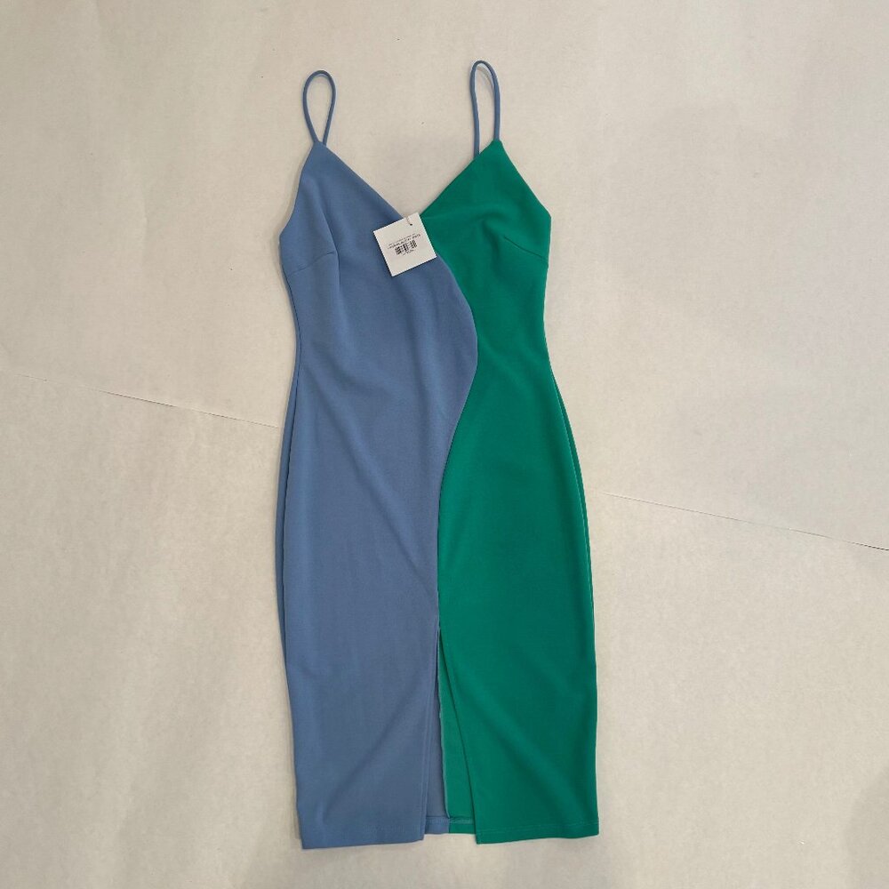 KARLIE - Size M - Color Block Cami Dress - Mint/Blue